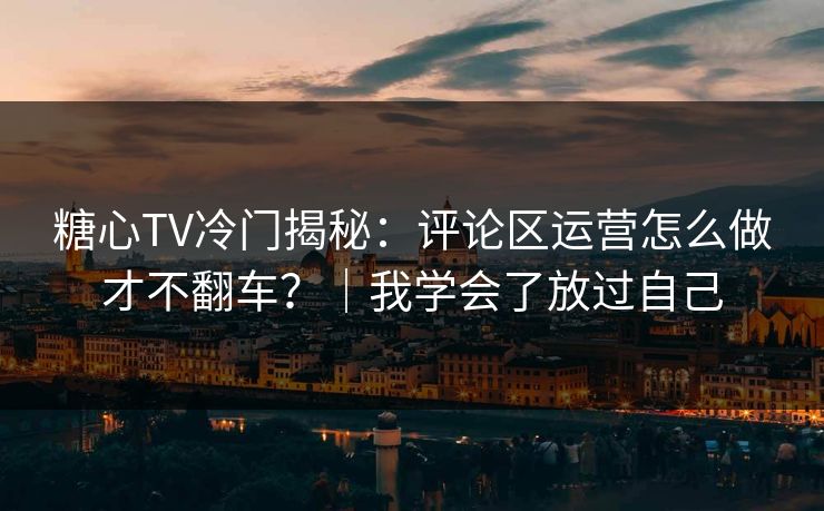 糖心TV冷门揭秘：评论区运营怎么做才不翻车？｜我学会了放过自己
